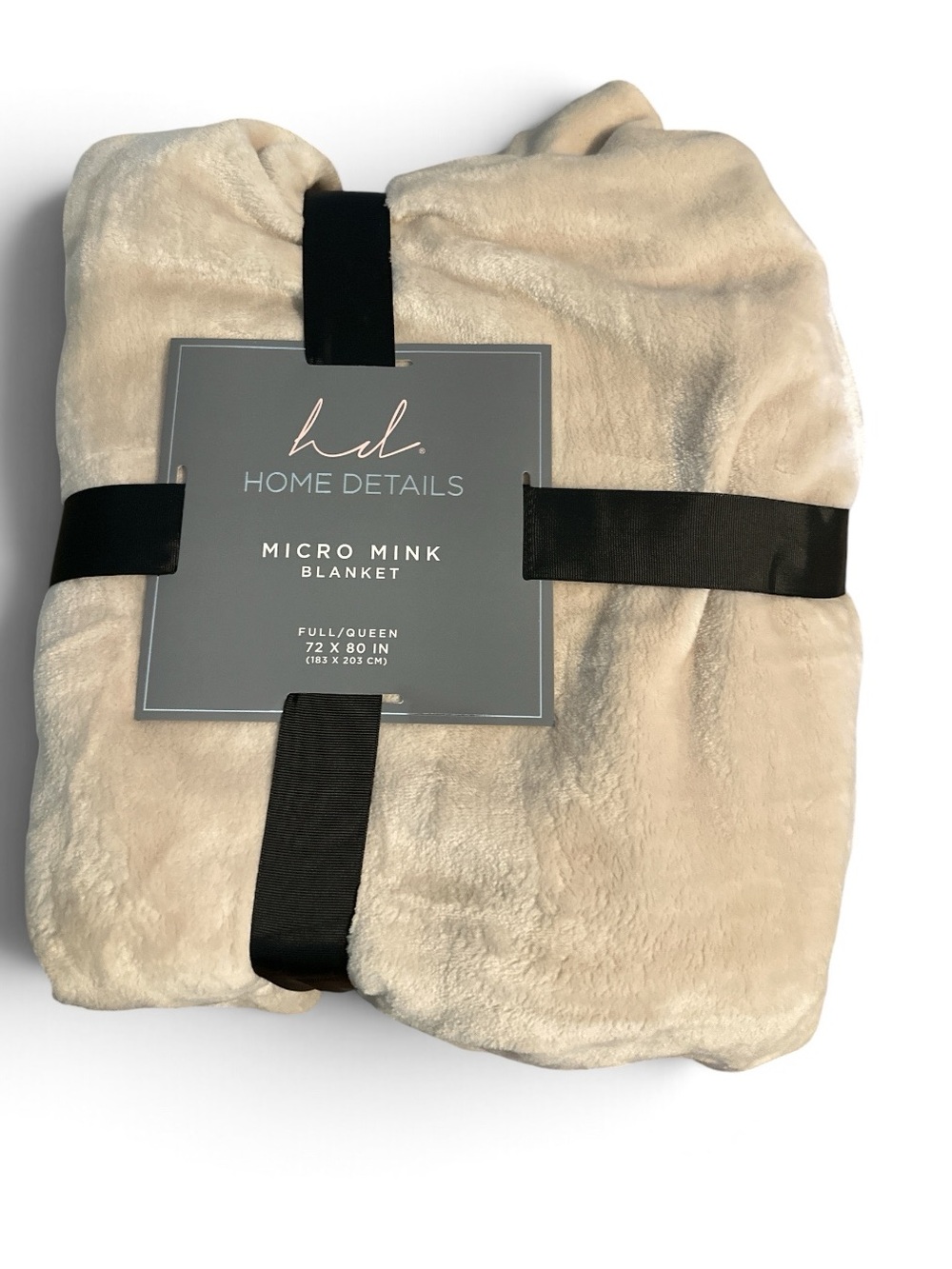 Home Details Micro Mink Blanket Full/Queen 72x80 Soft Plush Cream